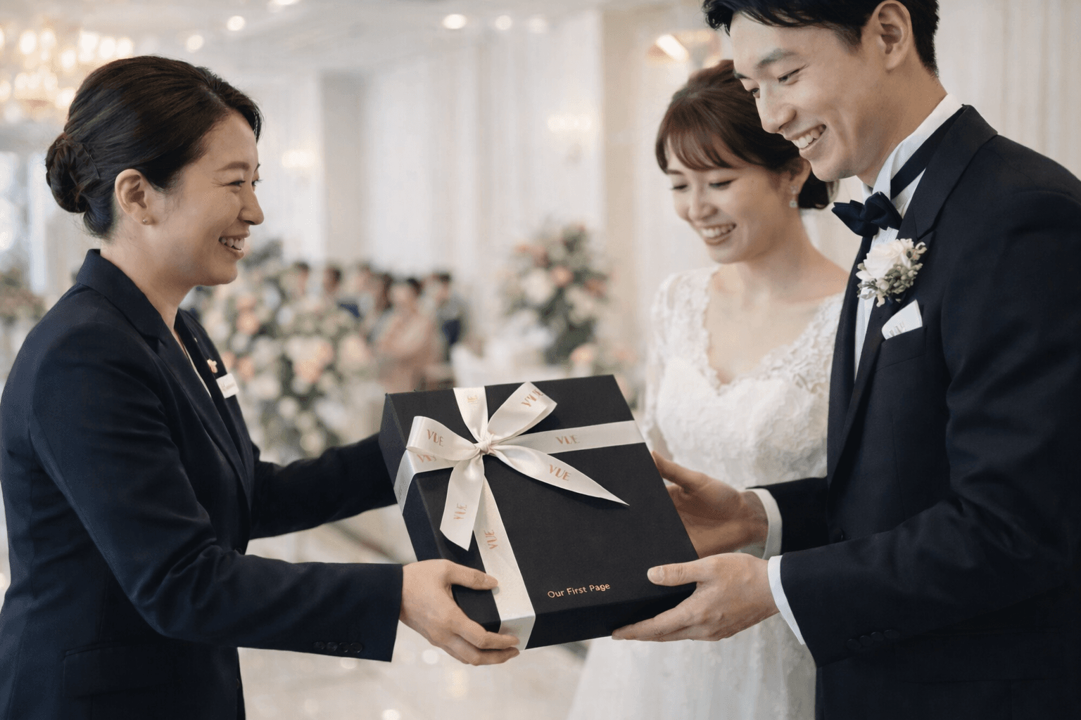 신랑신부님께 포토 방명록 전달